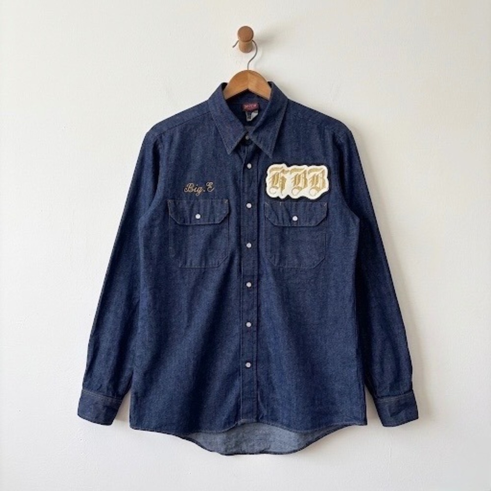 Red Kap Mens Denim Work Shirt Blue Long Sleeve Big E HBB Medium Streetwear